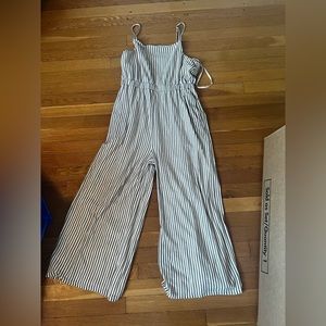 White and yellow striped jumpsuit